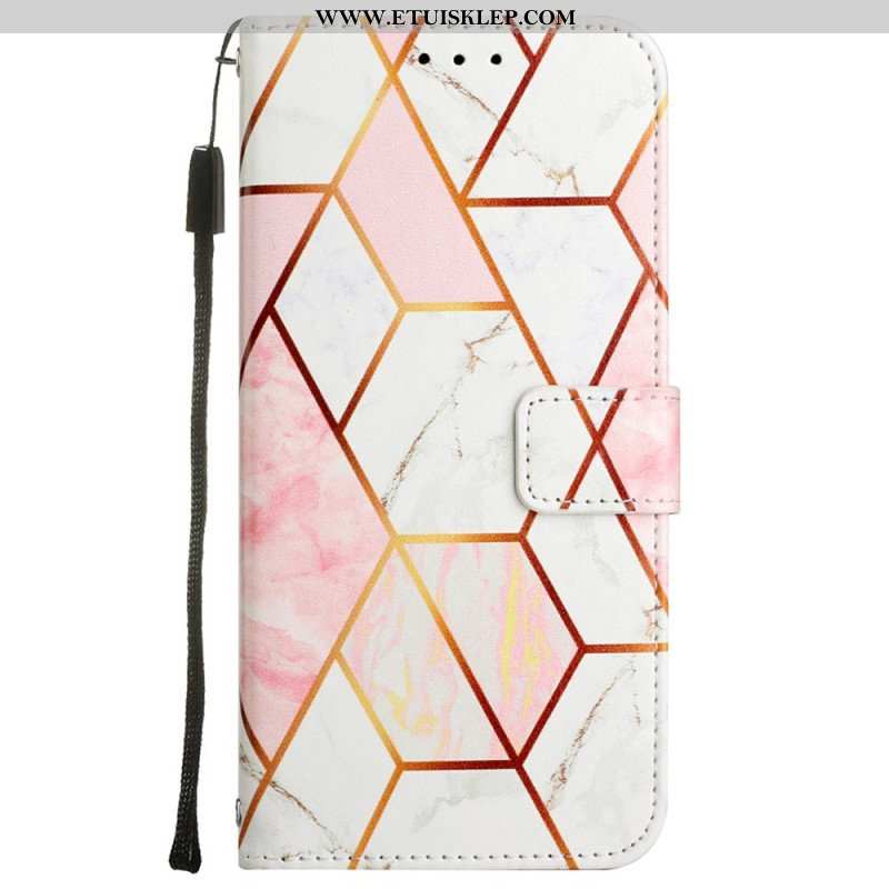 Etui Folio do Oppo A54 5G / A74 5G Marmur Ze Smyczą